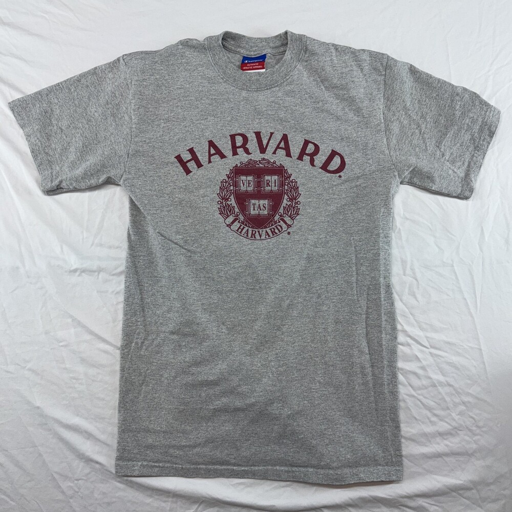 Harvard Shirt Mens Medium Gray Champion Graphic College T-Shirt Tee Athletic